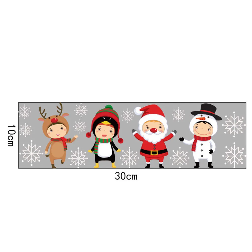 Мультяшная Рождественская наклейка Санта Снеговик домашний декор аппликация