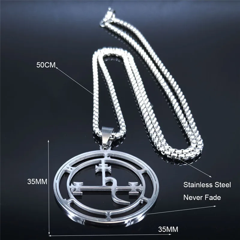 

Stainless Steel Demon Seal Necklace Men/Women Silver Color Satan LILITH Pendants Jewery colares feminino Christmas Birthday Gift