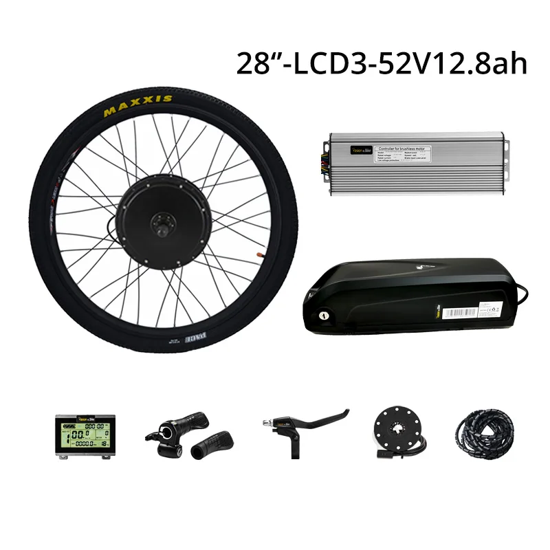 28in LCD3 52V12.8AH Комплект для переоборудования электрического велосипеда с Батарея 52 в 12.8ah комплект для электрического велосипеда 1500W 48 v Электрический мотор для центрального движения колеса и 52V Батарея Байк, способный преодолевать Броды набор - Цвет: 28in LCD3 52V12.8AH