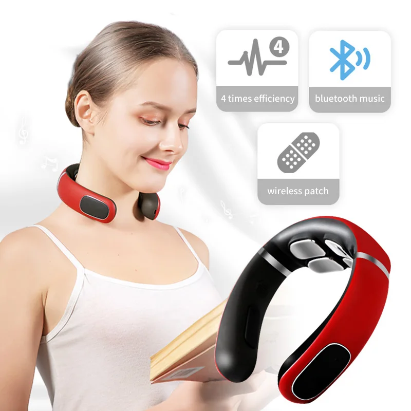 Массажер для шеи с Bluetooth TENS Pulse 4D подушка безопасности подогрев вибрация снятие