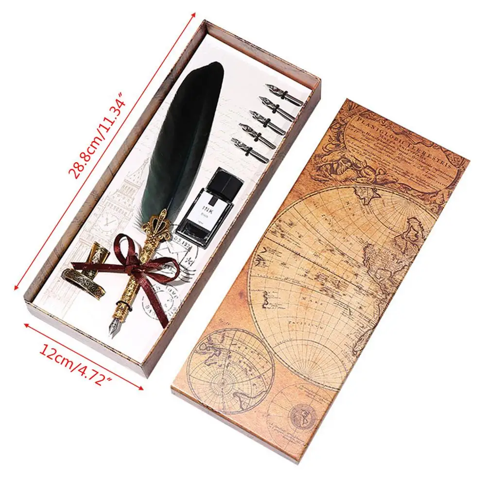 

Vintage Calligraphy Quill Feather Dip Pen Holder Writing Ink Nibs Stationery Art