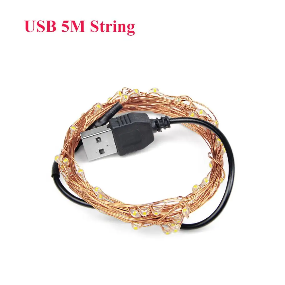 5M USB String 10 м 20 м светодиодный светильник на солнечной батарее 2 м 5 м Питание от батареи медный провод Сказочный светильник гирлянда Рождественская Свадебная вечеринка украшение сада патио - Испускаемый цвет: 5M USB String