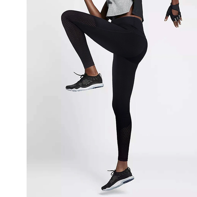 Oyoo до середины талии карман Йога брюки стрейч Белый Леггинсы для женщин высокие