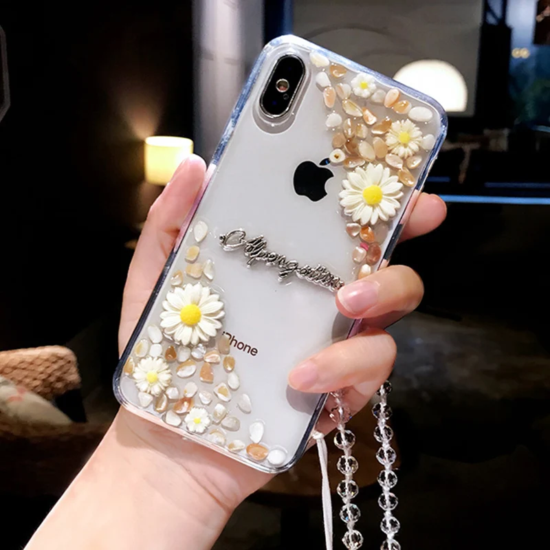 Tfshining/милые чехлы для телефонов с объемными ромашками и цветами iphone 11 11Pro Max XS 6 6S 7 8