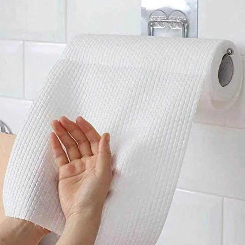 

50PCS/Reel Disposable Cleaning Cloth Non-woven Dish Cloths Absorbent Paper Towel Kitchen Household Tools Towel Cleaning Rags