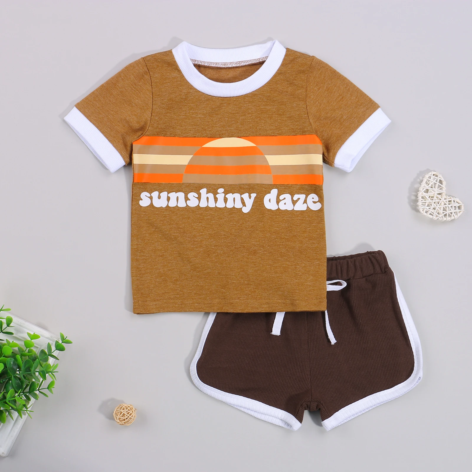 

0-24M Summer Casual Boys Clothes Sets 2pcs Letter Printed Short Sleeve T Shirts Tops Shorts