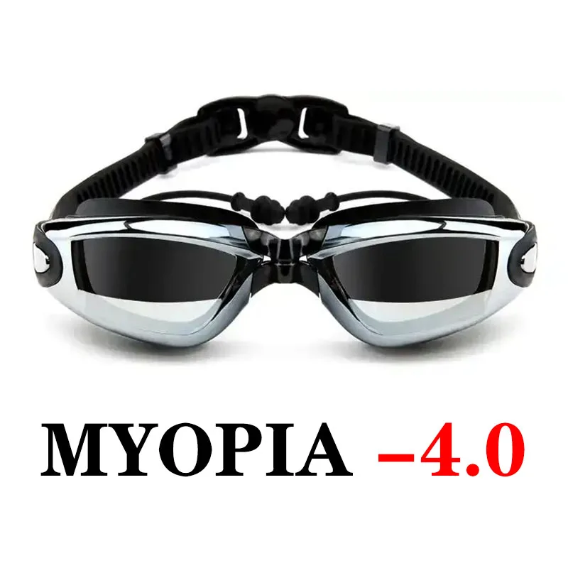 Myopia -4.0 (Black) Очки для плавания для близорукости, оптические, водонепроницаемые, анти-противотуманные, УФ-защита, по рецепту, для плавания, для взрослых, для мужчин, женщин, для молодежи, для детей - Цвет: Myopia -4.0 (Black)