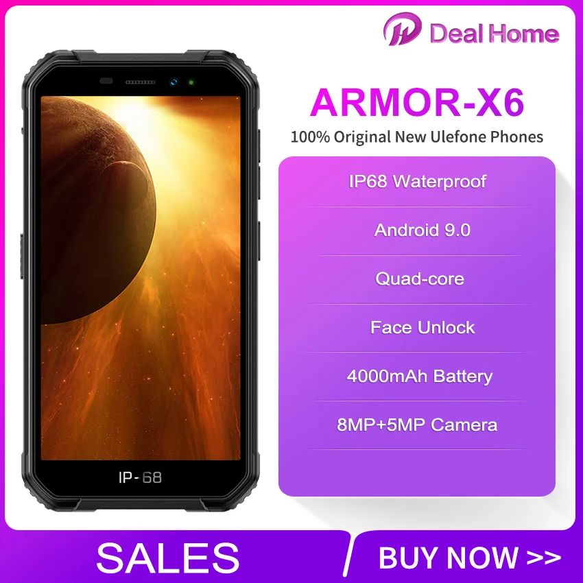 Ulefone Power X6 5 0 &quotIP68 Водонепроницаемый Смартфон Android 9 MT6580 сотового телефона 4 ядра 2