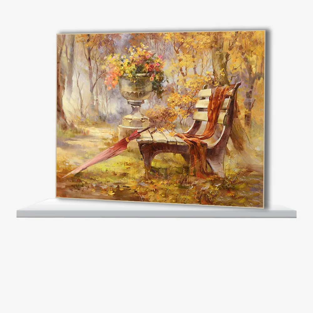 DIY живопись по номерам красивый Осенний пейзаж Сад Золотые листья падают