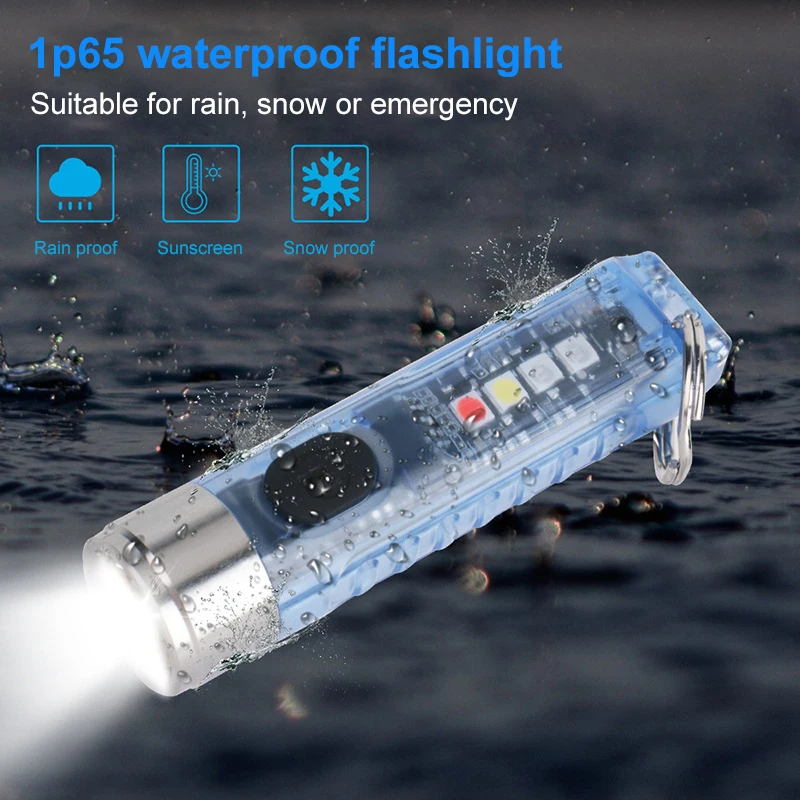 

400LM LED Powerful Small Flashlight USB Rechargeable with Mini Keychain Flashlight 4 Lighting Mode waterproof for Night Lighting