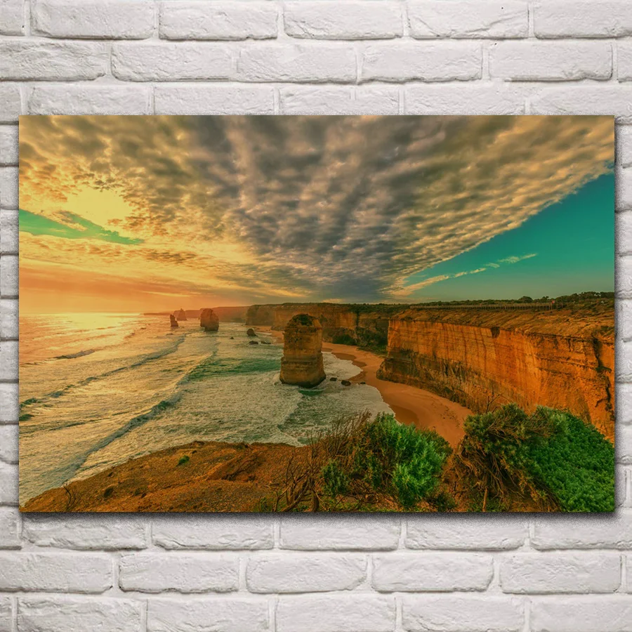 

australia sunset ocean coast nature seascape dusk scenery posters on the wall picture home living room decoration bedroom KN208