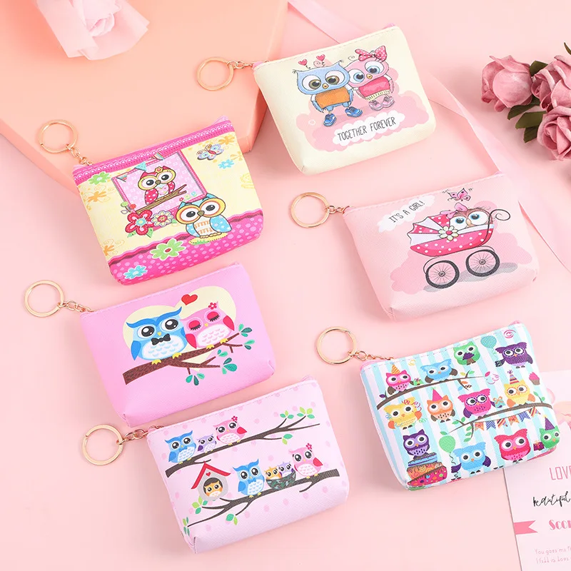 Портативный Изысканный кошелек для монет с принтом совы персонализированный