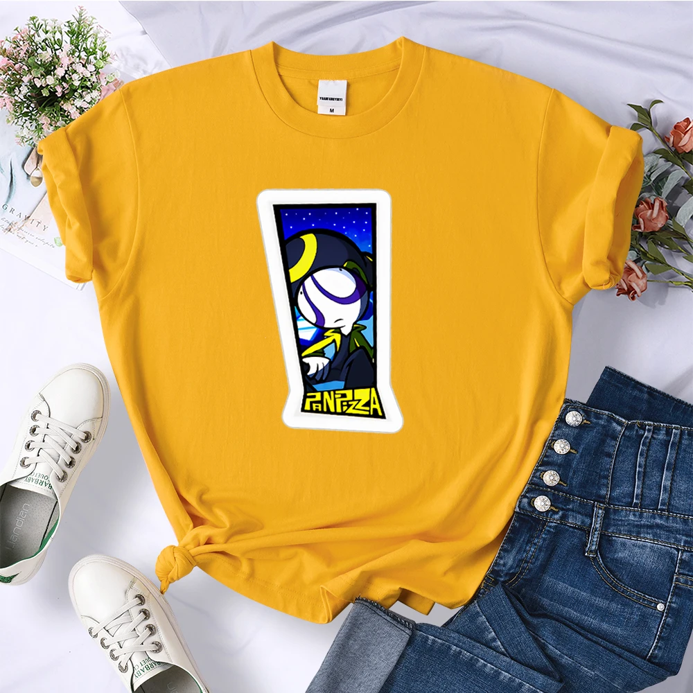 

Pan Pizza Printing Woman T Shirt Oversize Loose Cotton Tshirt Casual Breathable Anime Tshirt Casual Loose O-neck Woman Tshirts