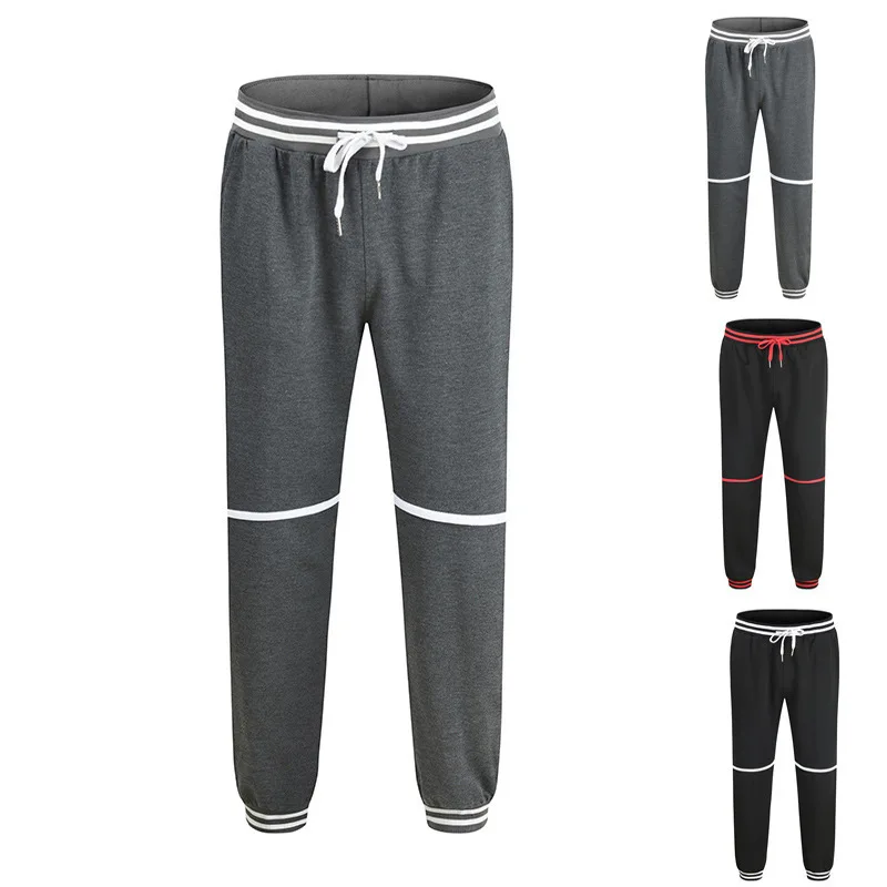 

Mandylandy Men's Sweatpants Stripe Straight Sports Pants Loose Leisure Breathable Straight Long Pants Running Training Trousers
