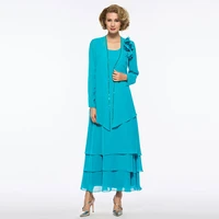 tanpell elegant mother dress scoop neck long sleeves tiered chiffon ankle length woman party gown mother dress 2019