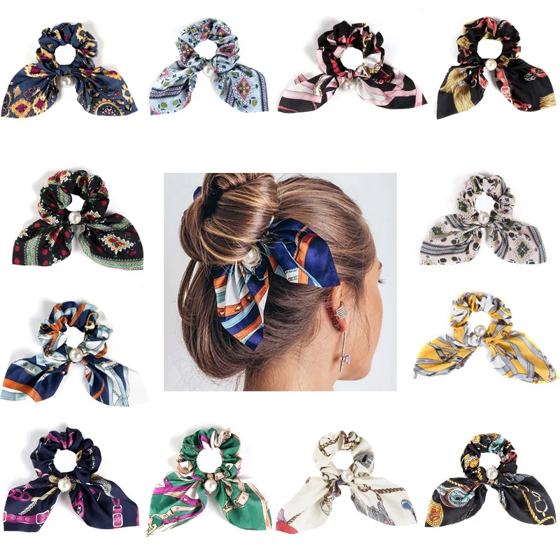 

Резинки для волос женские, шифоновые, однотонные, с бантом