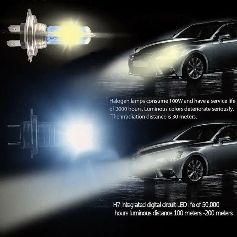 

IP68 Waterproof Car Headlights 2pcs 6000K Aluminum DC 9-32V Canbus 15000lm
