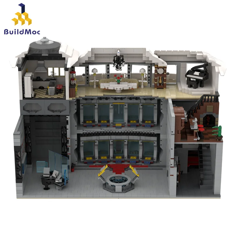 

MOC-37124 Aarmed Hero Base Super Iron Heroes Industry Giant Tower Man Fit Figures Streetview Building Block Brick Kid Gift Toy
