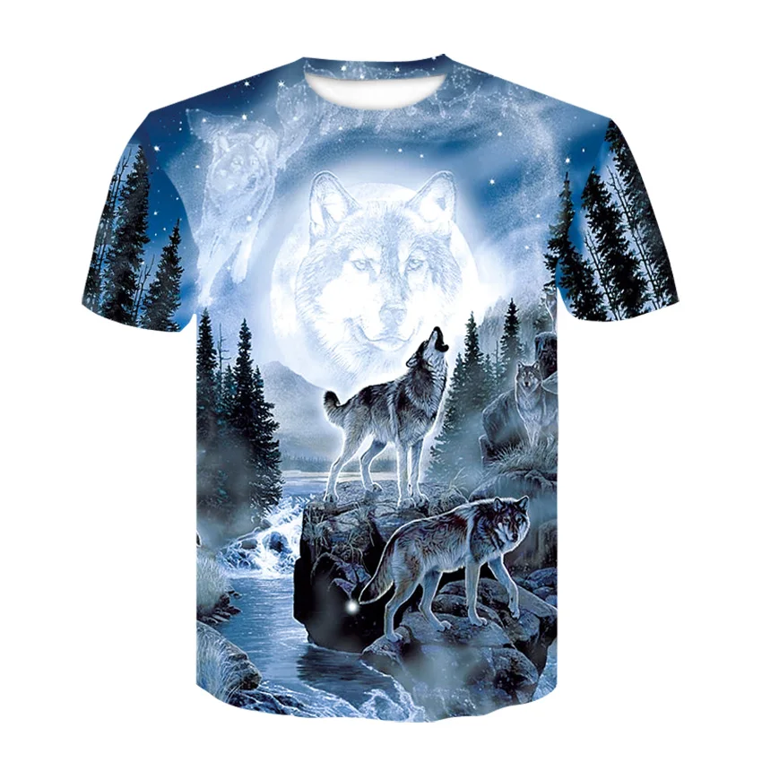 

2021 Newest 3D T-shirt Summer Fashion T Shirt for Man Graphic T Shirts Men's Clothing Animal Wolf Streetwear Oversized T Shirt