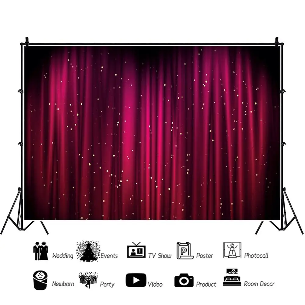 Laeacco фон для фотосъемки сценический красный занавес блестящие точки Play Show Baby