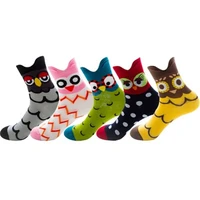 grey owl pink owl green owl black owl yellow owl mens and womens cotton tube socks zq021