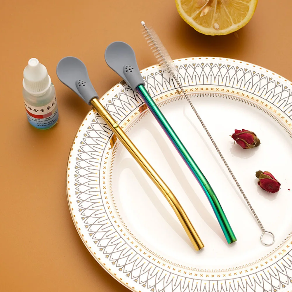 

Creative Drinking Straw Bar Supply Sucker Spoon Drinking Straw Stainless Steel Drinking Straw Removable Drinking Straw