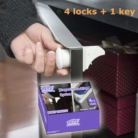 4 locks 1 key home kitchen cabinet door security cupboard baby safety magnetic locks set