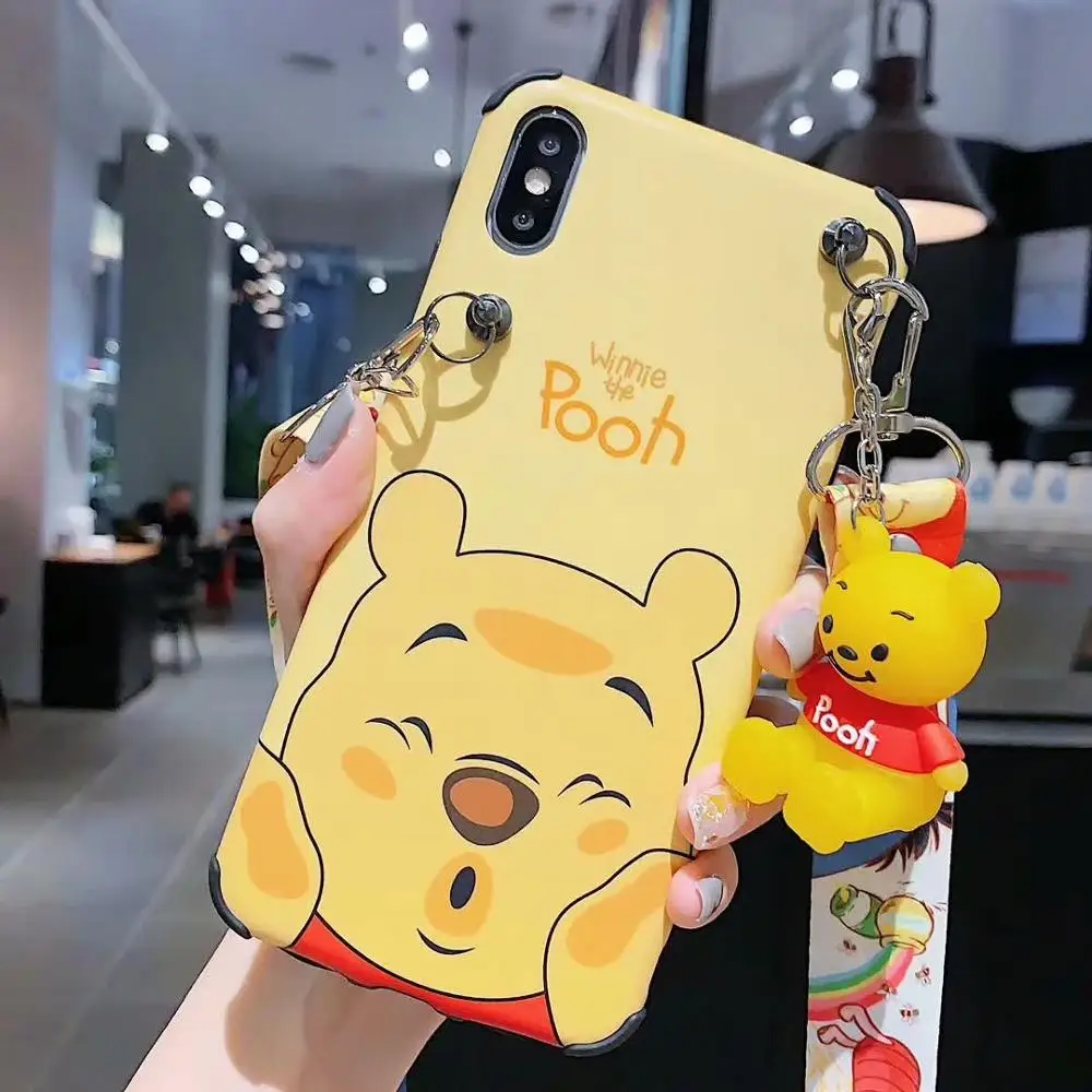 Case For iPhone 6 6S 7 8 Plus X XR XS 11 Pro Max Cute Cartoon Coque Phone Accessories Fundas with Lanyard Stand Holder |