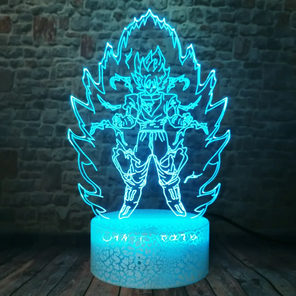 Dragon Ball Z Super Saiyan God экшен-фигурка Гоку умная 3D настольная лампа 7 цветов сменный светодиодный ночник детские игрушки рождественские подарки