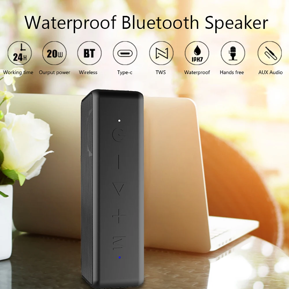 Беспроводная колонка VTIN с Bluetooth 5 0 IPX7 Водонепроницаемая портативная заряжаемая