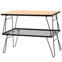outdoor camping bbq table portable foldable double layer grill shelf for camping dining table barbecue picnic table