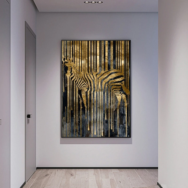 Абстрактное искусство Золотая Зебра Скандинавский современный стиль постеры
