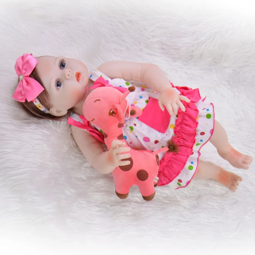 57cm Full Body Silicone Reborn Girl Baby Doll Toys Realistic 23inch Newborn Princess Toddler Babies Birthday Gift Present | Игрушки и