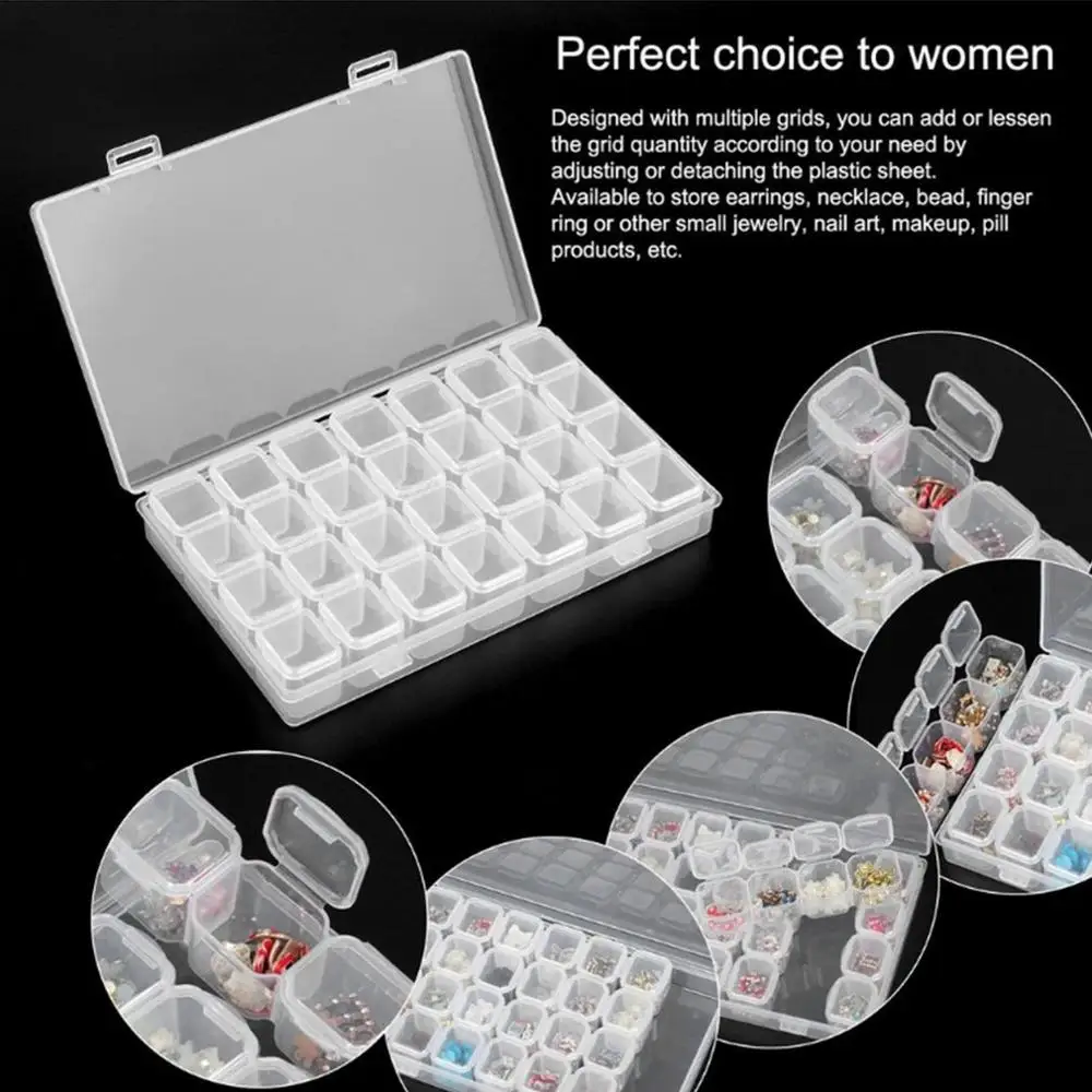 Горячая 28 слотов Прозрачный Пластиковый пустой ящик для хранения маникюрные