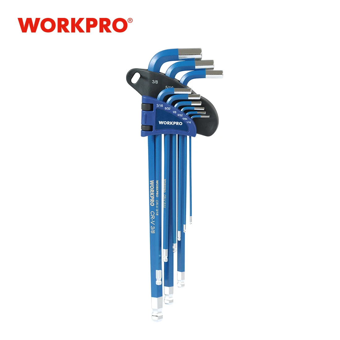 

WORKPRO 9PCS Universal Hex Key Wrench Set Long Arm SAE Torx Key Set Blue