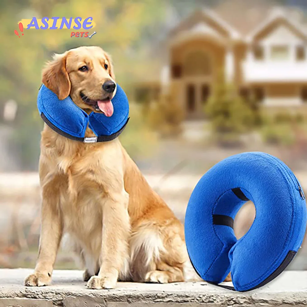 

Soft Protective Inflatable Collar for Dogs and Cats Designed for Protecting Small Medium or Large Pets Post Surgery or Wounds