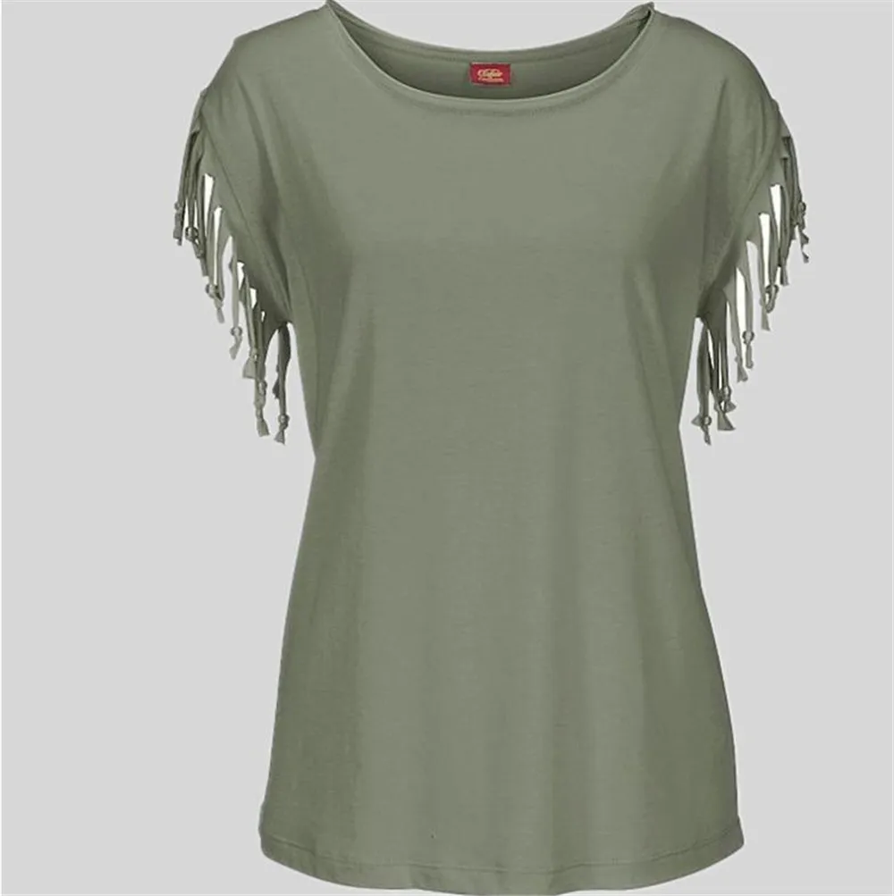 Женская блузка с круглым вырезом и коротким рукавом однотонная Повседневная