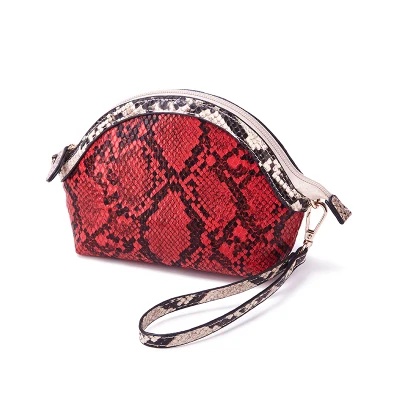 red snake Сумки для макияжа из кожи аллигатора, сумка из искусственной кожи с геометрическим рисунком для женщин, женская портативная косметичка на молнии, косметичка для косметики - Цвет: red snake