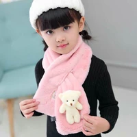 intersection shape childrens ring warm winter scarf cute 3d cartoon bear imitation rabbit fur collar echarpe girl boys scarves