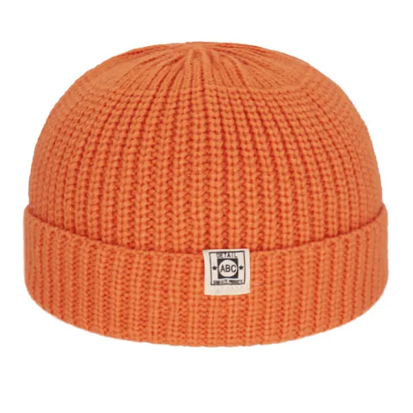 Короткие Зимние шапки для мужчин Skullies Beanies Мужская Зимняя Шапка-бини женская шапка s Miki Docker Skull cap Bonnet женская вязаная шапка - Цвет: orange