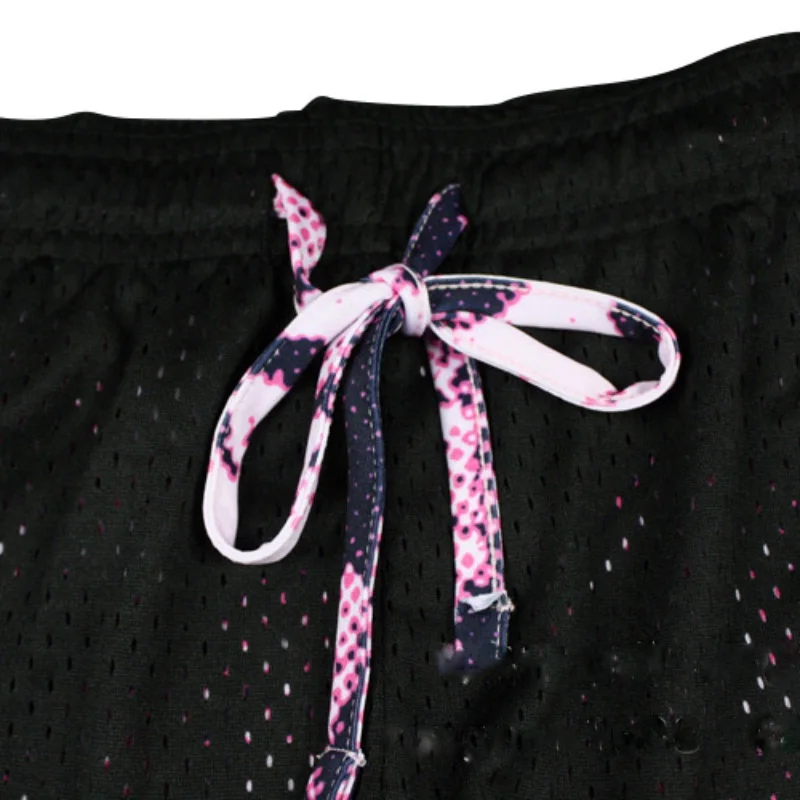 

Women Shorts Exercise Boyshorts Train Fitness Casual Female Girls Drawstring Elastic Mid-Waist Mesh Patchwork Comfort Breathable