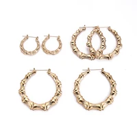 large bamboo joint hoop statement women earrings hip hop golden big circle stud earring female heart punk party fashion jewelry