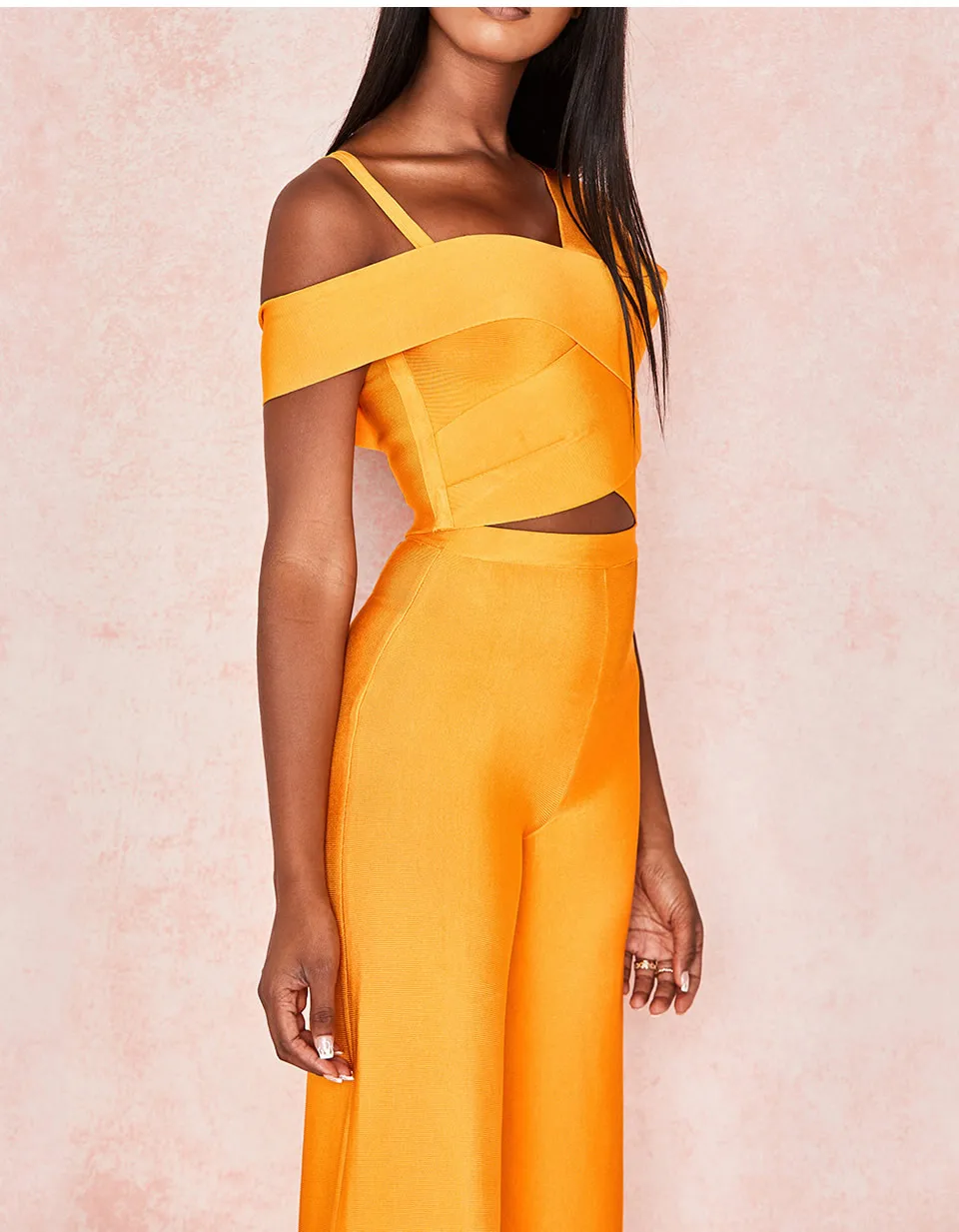 Оранжевые сексуальные женские комплекты из двух частей одинаковые топы и