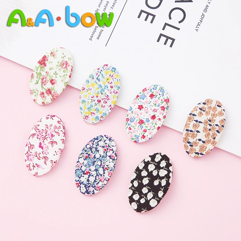 1 шт. цветочный узор хлопковая ткань для ребенка заколки волос овальные