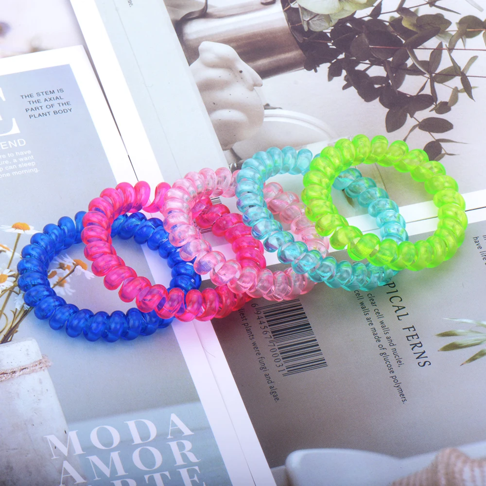 

Telephone Wire Line Bracelets Headbands Spiral Shape Ponytail Hair Ties Gum Rubber Hair Rope Multicolor Elastic Hair Scrunchies