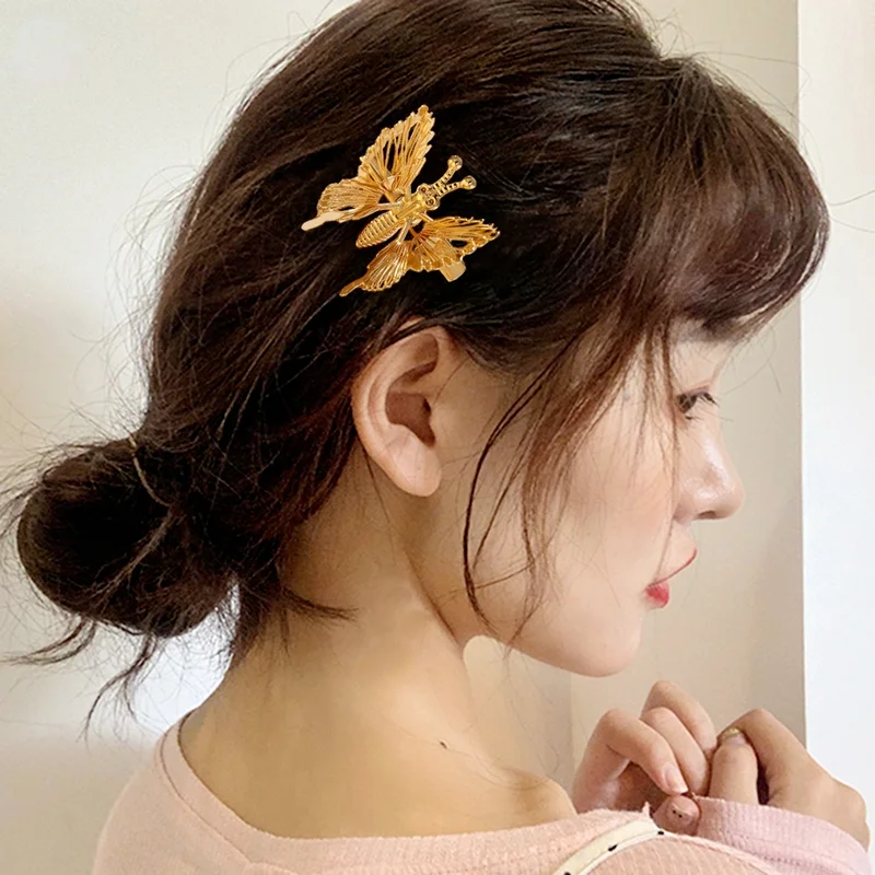 

Metal Butterfly Hairpin for Girls Women Dynamic Hairclips Spring Decorate Retro Hair Accessories Cute BB Clip 2021 New Novelty