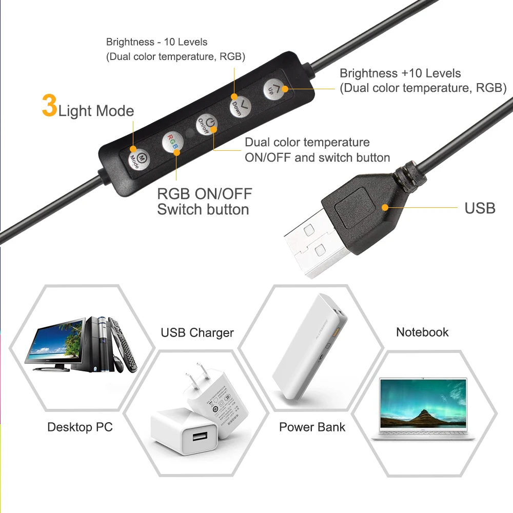 Профессиональный кольцевой светильник 10/6/7/7 8 дюймов светодиодный для селфи