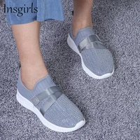large sized flats women 2021 summer knitted fabric hookloop ladies breathable trendy sneakers home outdoor beach casual shoes