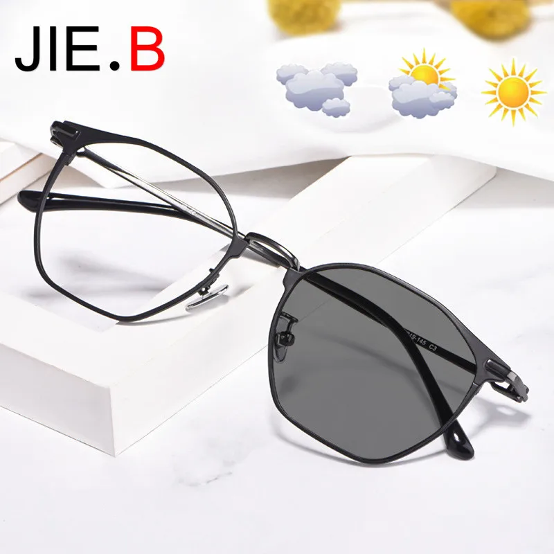 Фотохромные близорукость ультралегкие Ретро Бизнес плоские зеркальные рамы