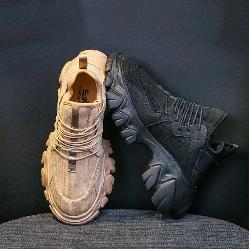 

2021 Autumn Women Platform Sneakers Wedges Thick Sole Height Canval Shoes Ladies Loafers Rubber Shoes